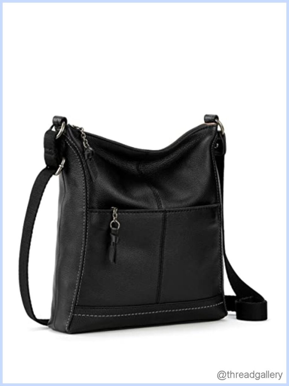 Leather Crossbody Bag with Adjustable Strap Zipper Closure Travel Purse